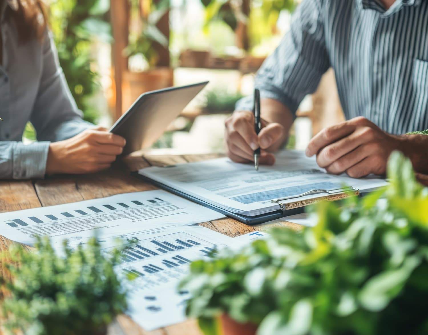 Reviewing detailed landscape design plans and specifications for a Boulder County project