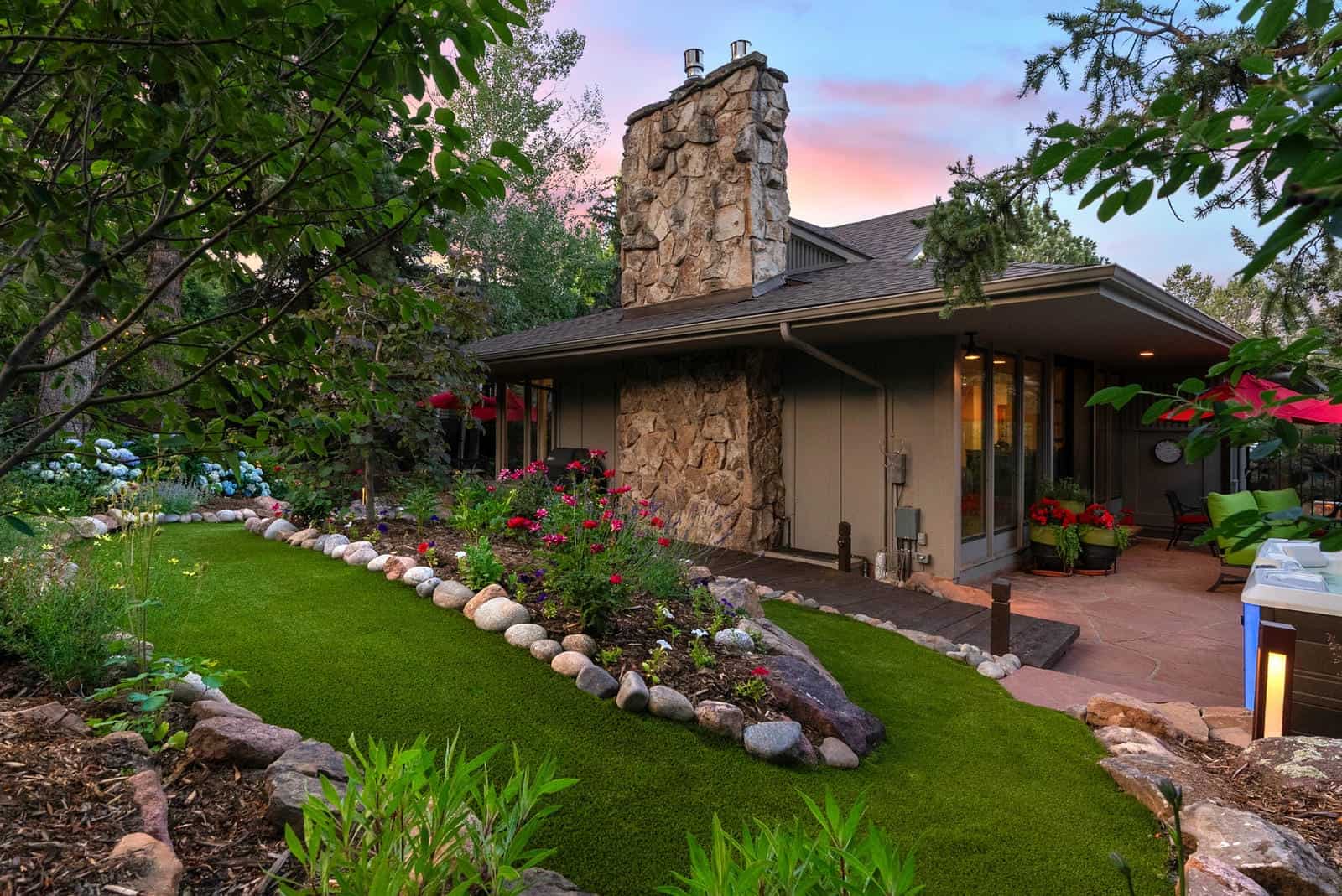 Garden path and landscape planting beds in Boulder, CO by Nature's Way Landscapes