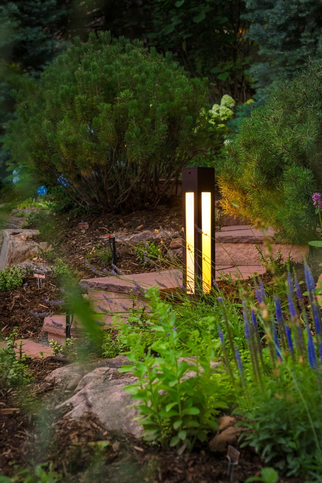 Outdoor path lighting detail in Boulder, Colorado by Nature's Way Landscapes