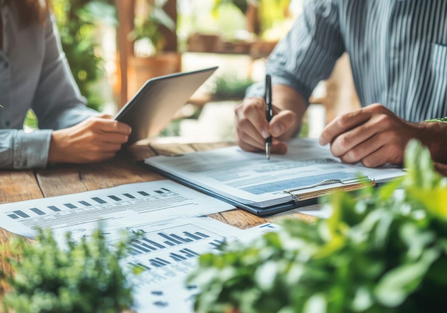 Reviewing detailed landscape design plans and specifications for a Boulder County project
